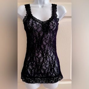 DKNY Signature Black Stretch Lace Camisole/Chemise Medium